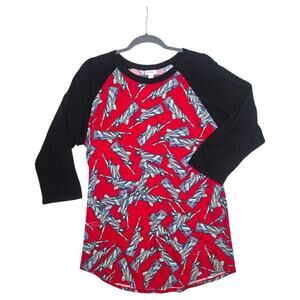 LuLaRoe Randy XL Red Black Statue of Liberty Americana Patriotic Baseball Tee